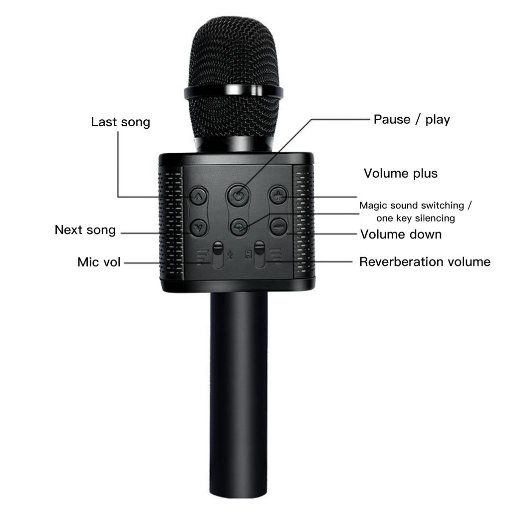 Wireless Bluetooth Karaoke Microphone Portable KTV Mic with Voice Changer Rechargeable Home Party Singing Speaker