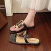 Xiaoxiangfeng square head open-toed flip-flops new summer wear beach seaside non-slip toe cold slippers