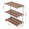 3-Tier Foldable Camping Table Storage Rack Kitchen Storage Shelf Multi-Function Storage Shelf for Picnic,Beach,Fishing, BBQ 