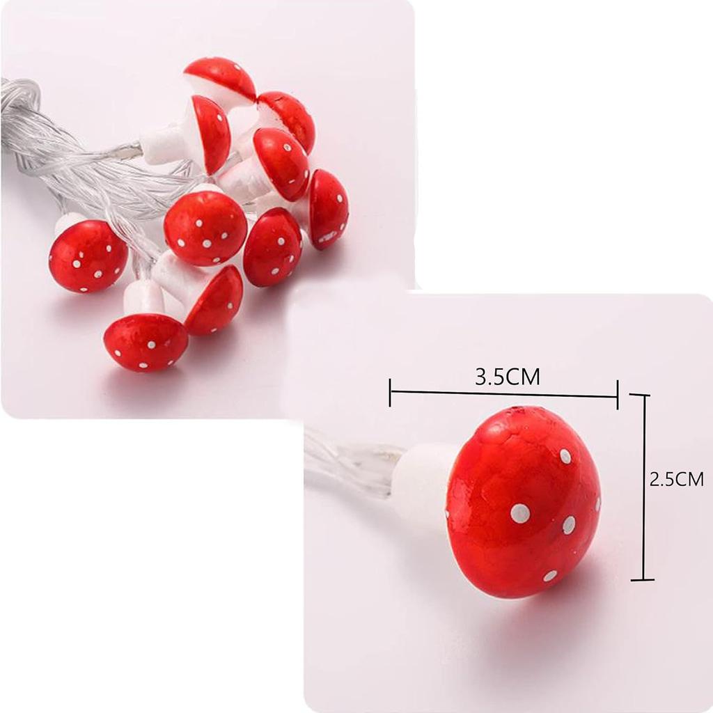 Plug in Mushroom String Lights, 100 LED Wire Light for Valentines Day, Weddings, Birthdays Family Dinners and Party