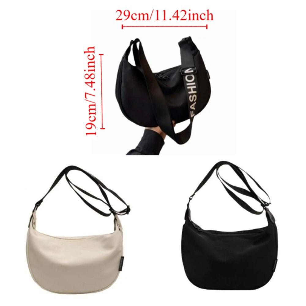 Solid Color Cloth Gyoza Bag Nylon Dumpling Bag Korean Ins Half Moon Crossbody Travel