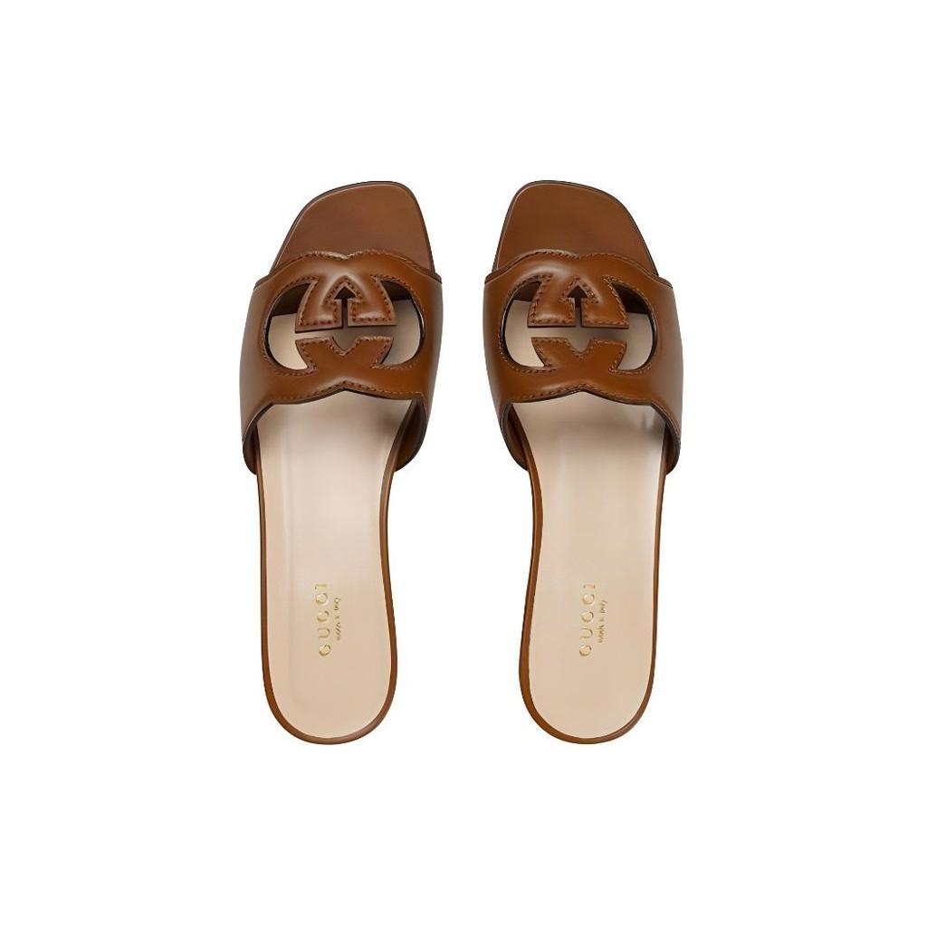 Gucci Wmns Interlocking G Cut-Out Slide Sandal 'Cuir' Women's 694451 US000 2535