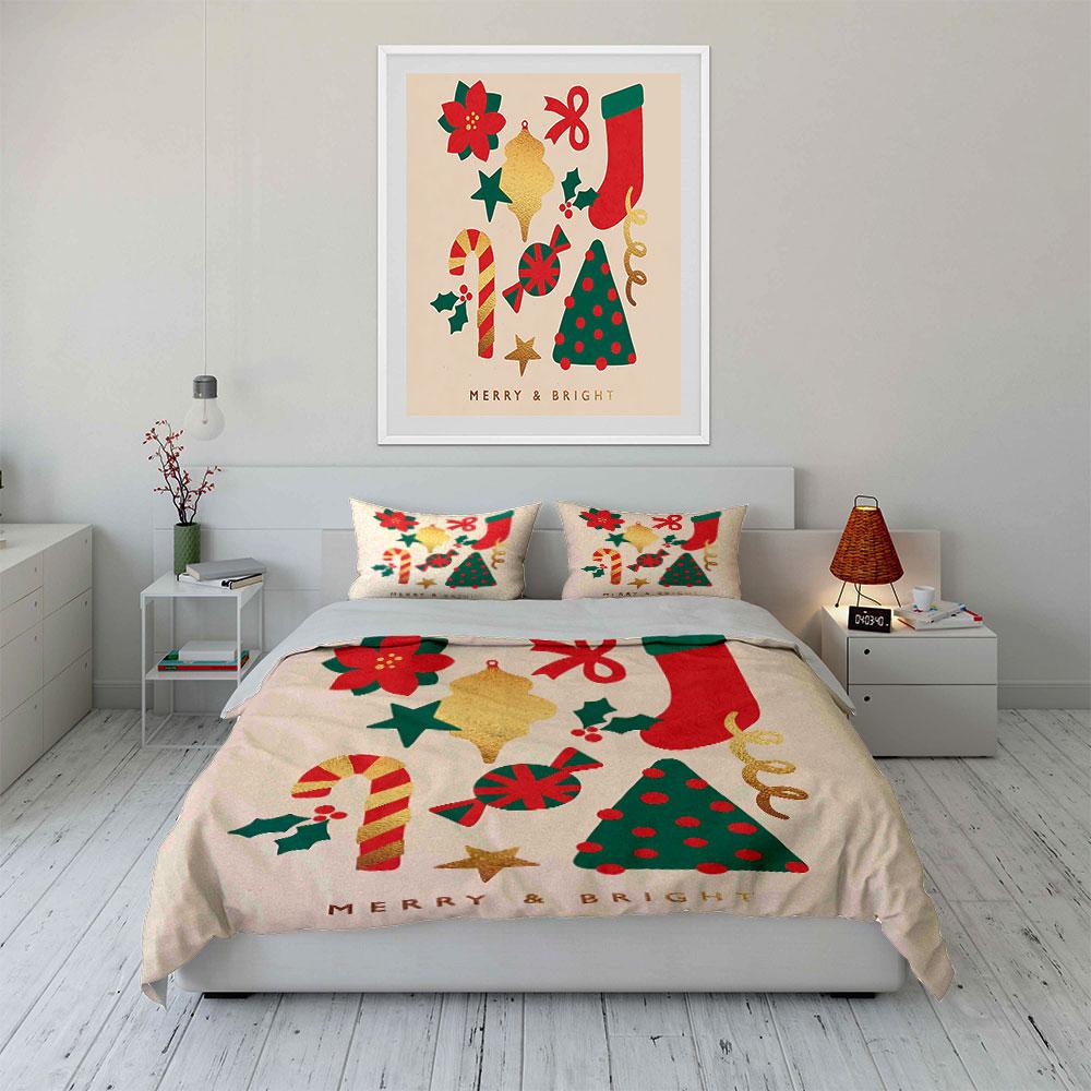 Christmas Themed Festive Decor Bedding Duvet Cover Set Duvet Cover Pillowcases  (1*Duvet Cover 2*Pillowcases, Without Duvet Insert)