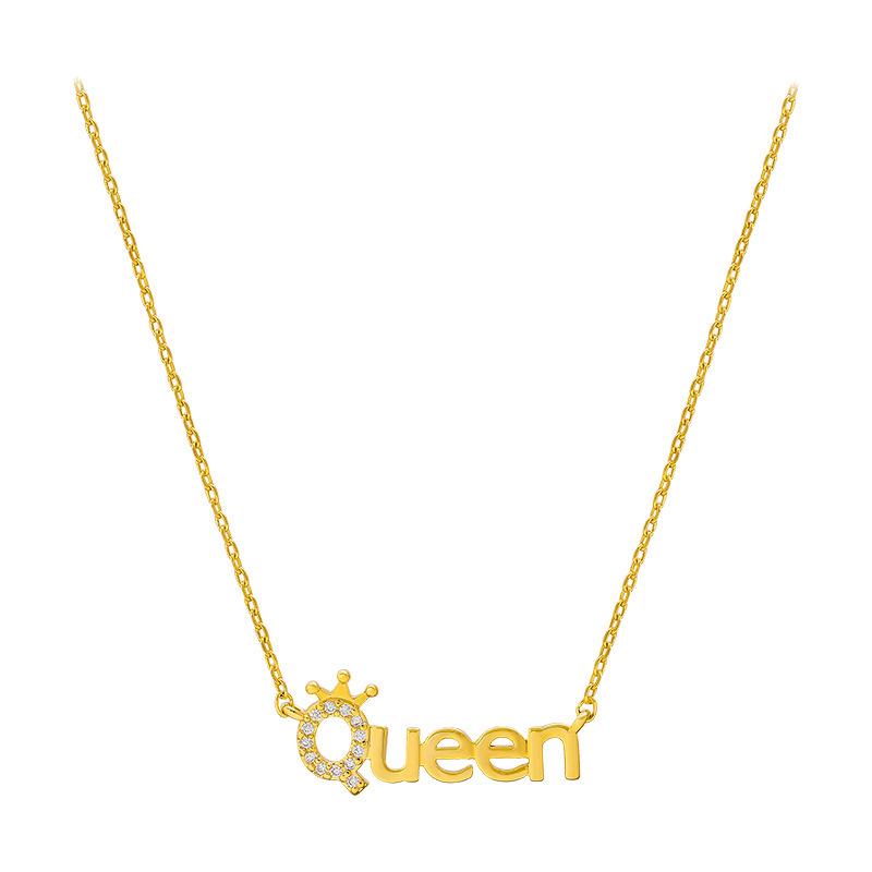Real Gold Plated Copper Clavicle Necklace with Zircon Letter Pendant - Versatile & Stylish Design for Women