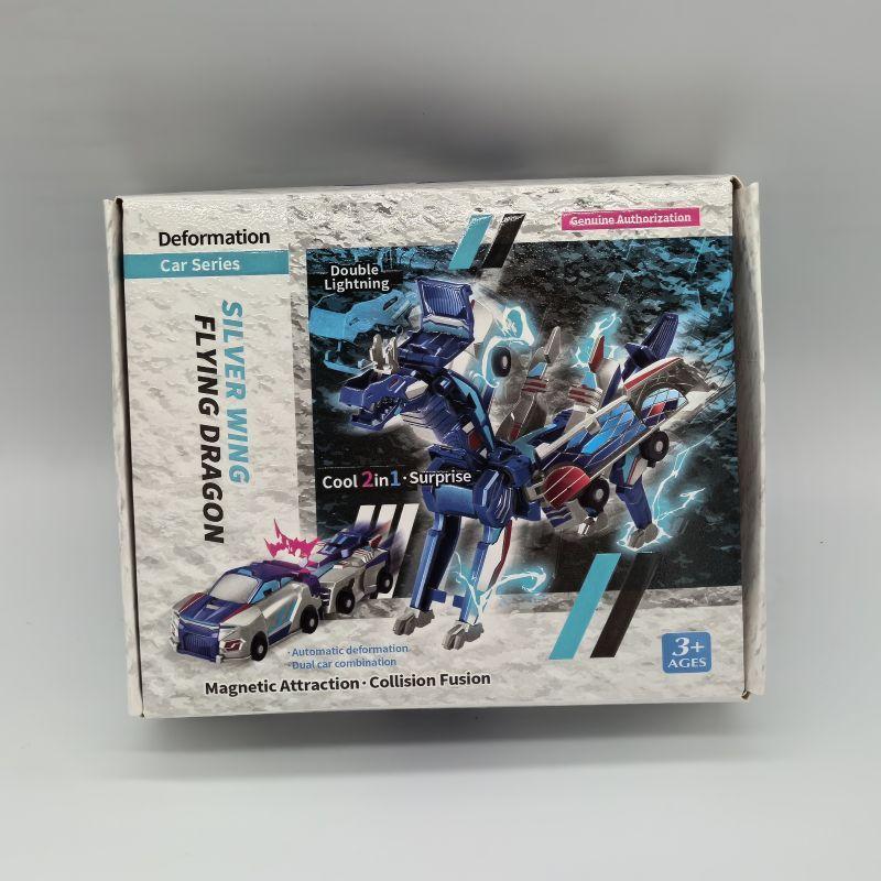 

Hallo Carbot Transforming Dragon Toy With Impact Action For Kids Silver Dragon