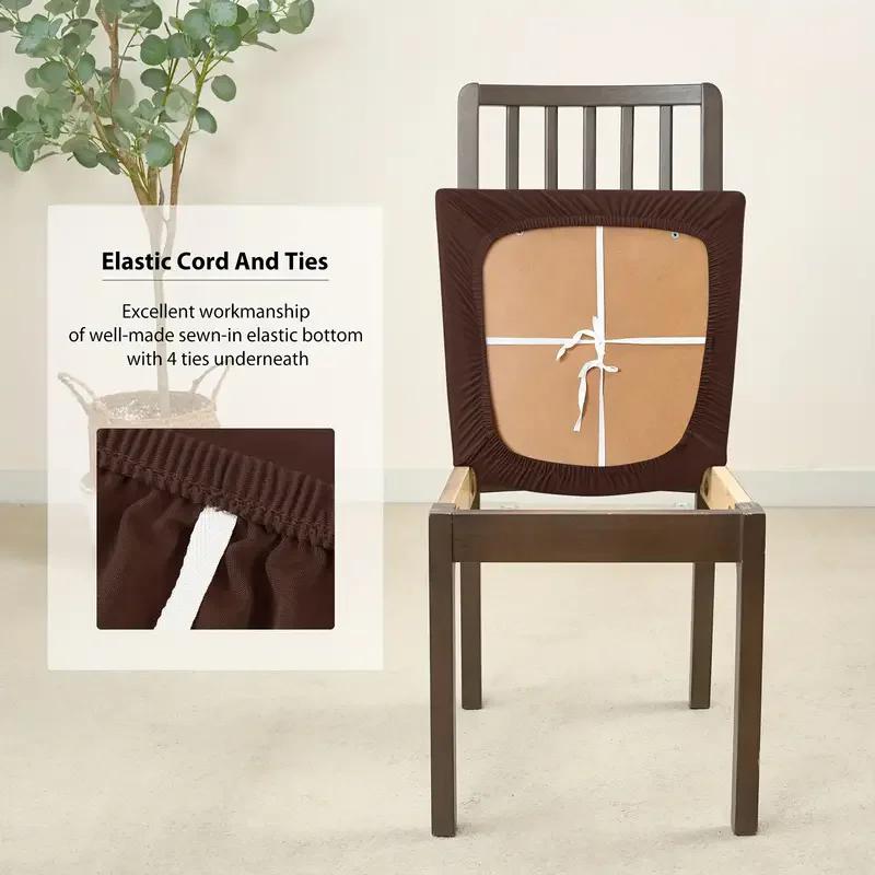 2pcs Summer Spandex Stretch Dining Room Chair Seat Covers Removable Washable Elastic Upholstered Dining Chair Cushion Slipcover