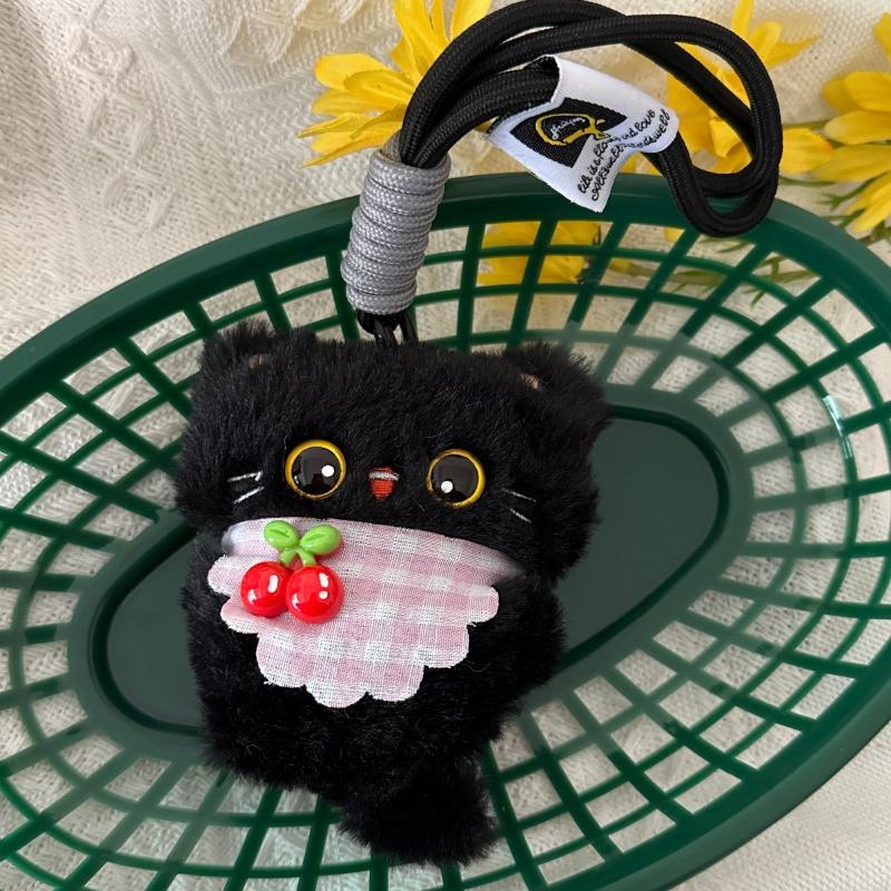 

Милый плюшевый брелок-подвеска на рюкзак Кот Темная Тень Кавайная мягкая игрушка Брелок для ключей автомобиля Аксессуары Подарок для пары чёрный