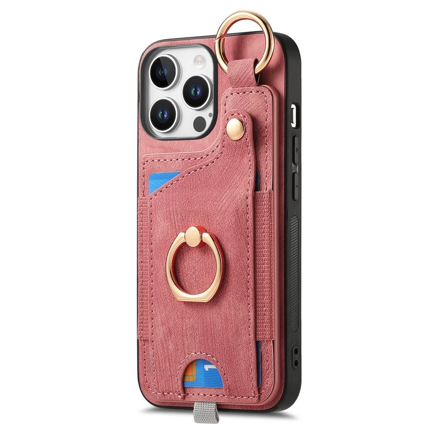 Dönebilen Yüzük Standlı Tutucu Telefon Kılıfı Kart Tutucu ve Manyetik Araç Montajı ile iPhone Samsung Xiaomi Google için Deri Telefon Kılıfı