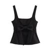 European & American Style Women's Square Neck Spaghetti Strap Top with Back Bowknot