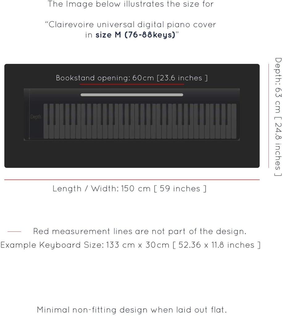 Clairevoire Universal Keyboard Digital Piano Dust Cover for Waterproof Bookstand Opening Premium Design for Extra Protection M X Waterproof Pearl &