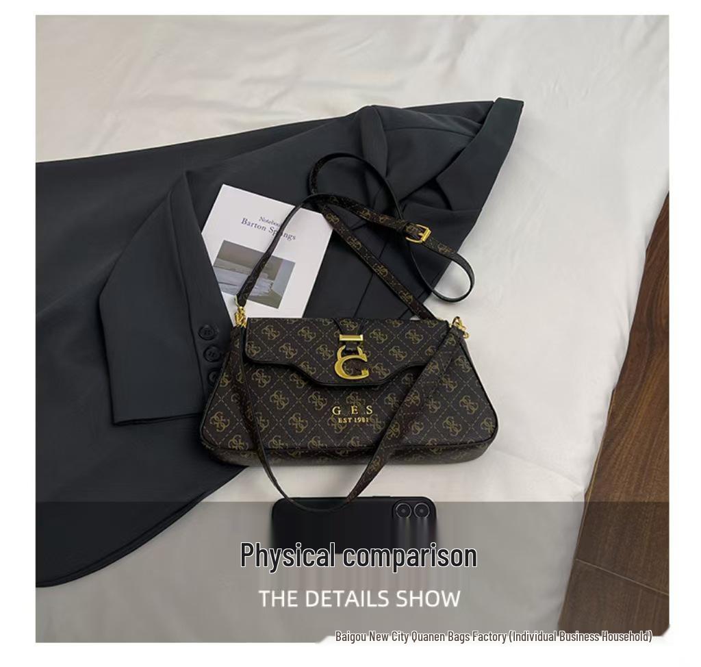 Trendy Dámská High-End Potisk Podpažní Crossbody Kabelka - Všestranná a Populární Niche Ramenní Kabelka 25.