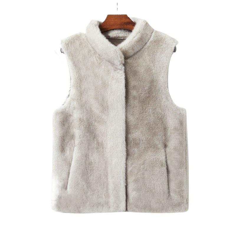 fur integrated waterproof mink vest jacket autumn and winter new medium and old large size loose fashion temperament short vest
