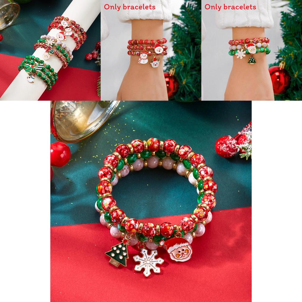 Weihnachts-Charm-Armband-Set mit Schneeflocke, Rentier, Weihnachtsmann zum Verschenken in der Weihnachtszeit