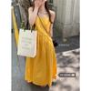 Dopamine Yellow Sleeveless Suspender Dress Women's Summer French High-end Seaside Vacation Super Fairy Beach Skirt