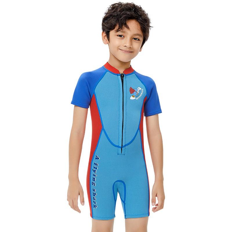 

2.5MM Children s Diving Suit Men Middle Warm Swimsuit One-piece Short-sleeved Student Surfing Mother XL