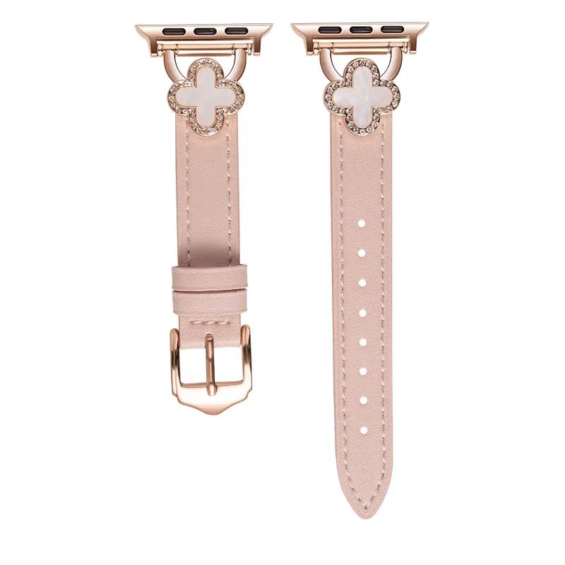 

New Leather loop For Apple Watch band Thin women Series Ultra 10/9/8/7/6 38mm 40mm 41mm 42mm 44mm 45mm 46mm Strap 42mm44mm45mm46mm49mm рожевий
