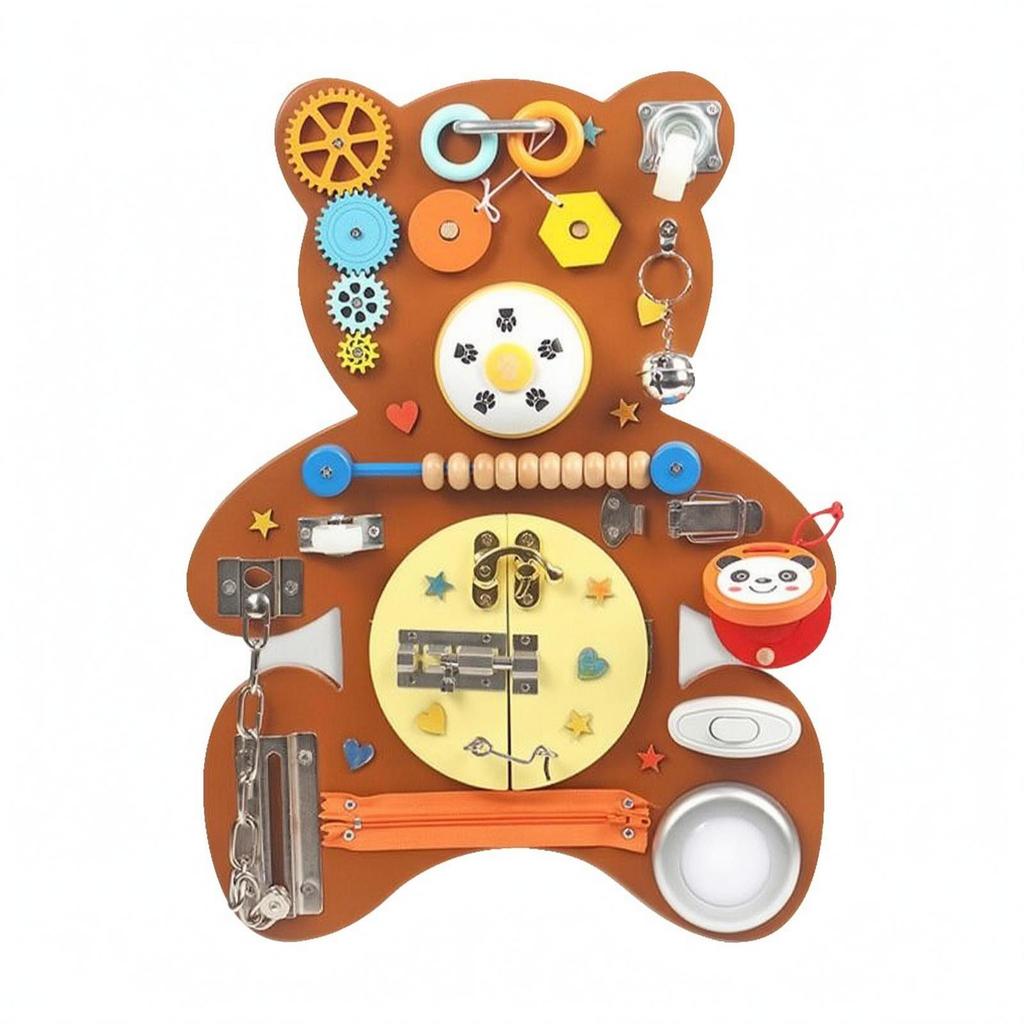 Wooden Wall Busy Board Cognitive Play Animal-Themed Learning