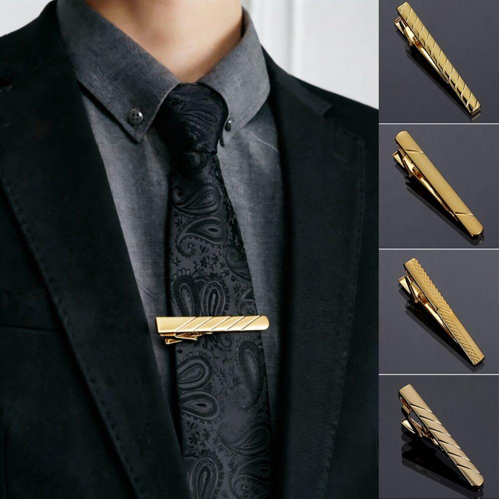 1 Stück Herren Luxus Kleidung Krawattennadel Klassische Goldfarbe Krawattennadelclip Spange Einfacher Schmuck Kragen Zubehör Für Business Hochzeit