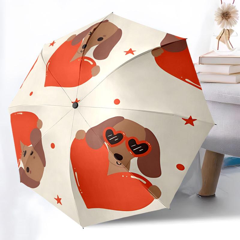 1pc Dogs Heart Open/Close Folding Umbrella, All- Portable Umbrella for & Men, Stylish Accessory (Holiday Gift) 8-Rib Yy251213125