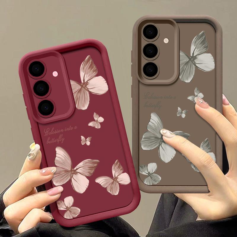 Wzór motyla Wstrząsoodporna matowa obudowa telefonu do Samsung S25 Ultra S24 FE S23 Plus S22 A56 A36 A16 A55 A06 A15 A35 A05 A54 TPU Miękka obudowa zderzaka