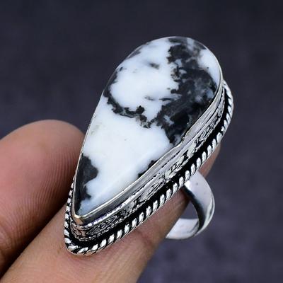 Natural Zebra Jasper Gemstone 925 Sterling Silver Jewelry Ring Size 9 f3T52