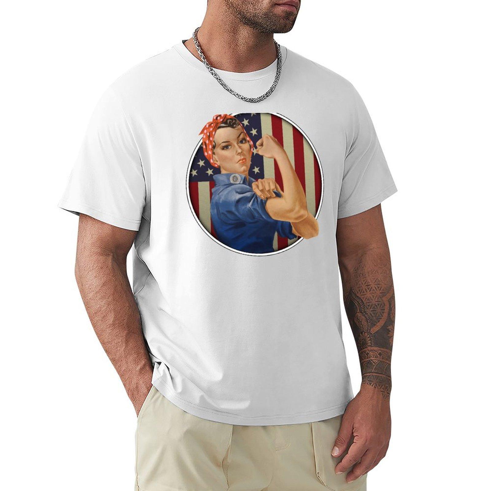 Rosie the Riveter USA Flag TShirt korean fashion luxury tshirt affliction shirts Mens tshirt S