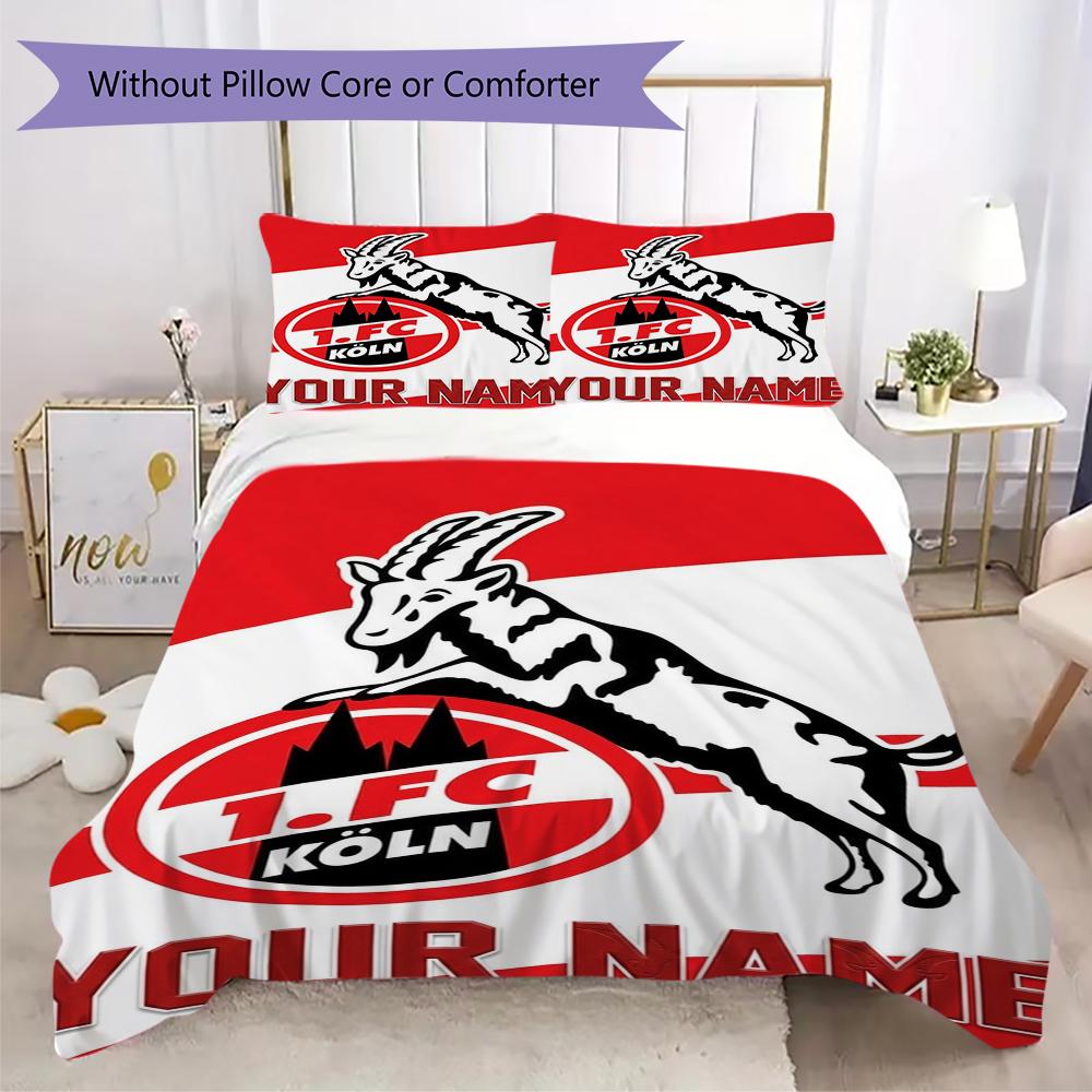 Custom Name FC KÖLN Bedding,Quilt Set Quilt Cover Pillowcase Home Birthday Gift(1 * Duvet Cover + 2 * Pillowcase, Without Core)_xia