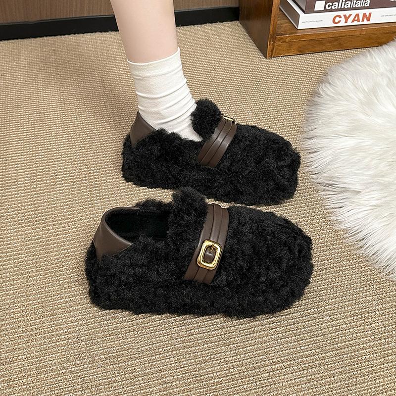 2026 New Winter Versatile Fashion Leisure with Velvet Warm and Comfortable Cotton Shoes for Women's Postpartum Hair