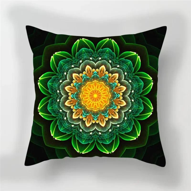 Home Decoration Pillow Case Contrast Flower Print Cushion Cover Car Office Gradient