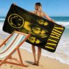 Nirvana Band Logo with Yellow Smiley Face Patterned beach towel quick dry perfect for travel outdoor sports jogging the beach and swimming