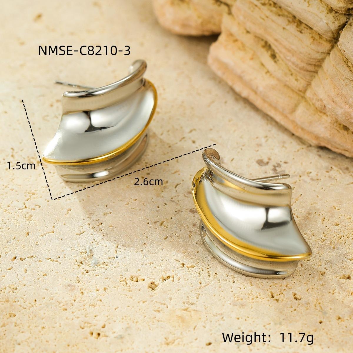 GEMCHIC Women s Ins Cross-border Stainless Steel Earrings Gold-Silver Geometric Design Fashion Minimalist Light Luxury Earrings