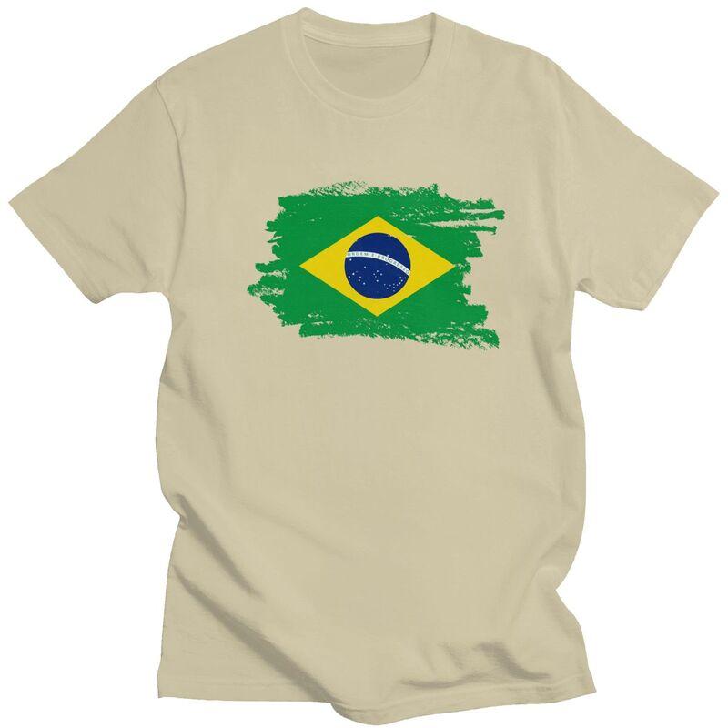 Custom Flag Of Brazil T Shirts Men ShortSleeve Brazilian Proud Tshirt Streetwear Tee Tops Pure Cotton Slim Fit Tshirt Merch