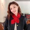 Scarf Korean Version Thickened Autumn and Winter New Peach Heart Cross Lazy Scarf Scarf Woolen Knitted Scarf