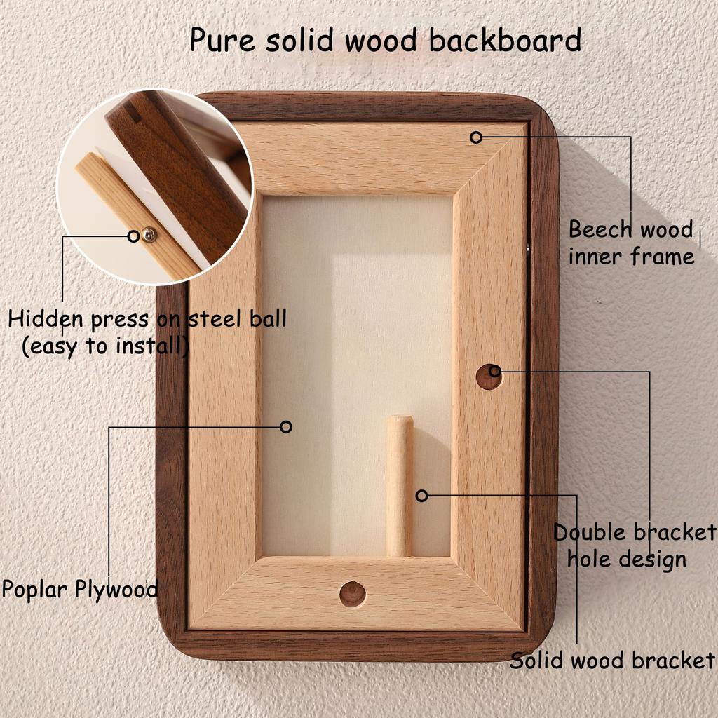 5-12in A4 A3 Solid Wood Black Walnut Frame Mortise and Tenon Round Corner Picture Frame Couple Photo Display Stand Home Decor