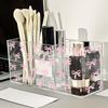 Transparent Makeup Brush Holder 3 Grids Stationery Storage Box Pen Display Case  for Living Room