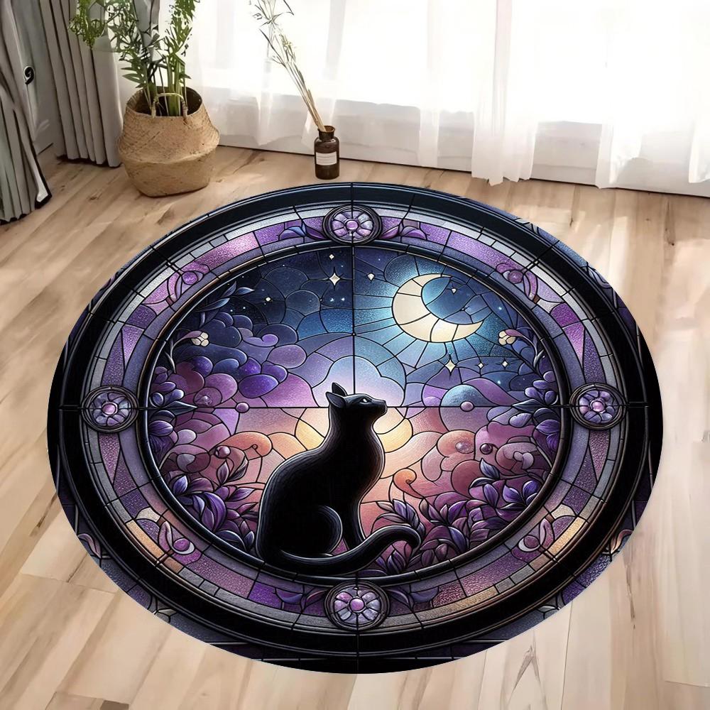 Tarot Cards of The Twelve Constellations Round Floor Mat  Non-Slip Play Rug Kids' Room Bedroom Living Space Decoration