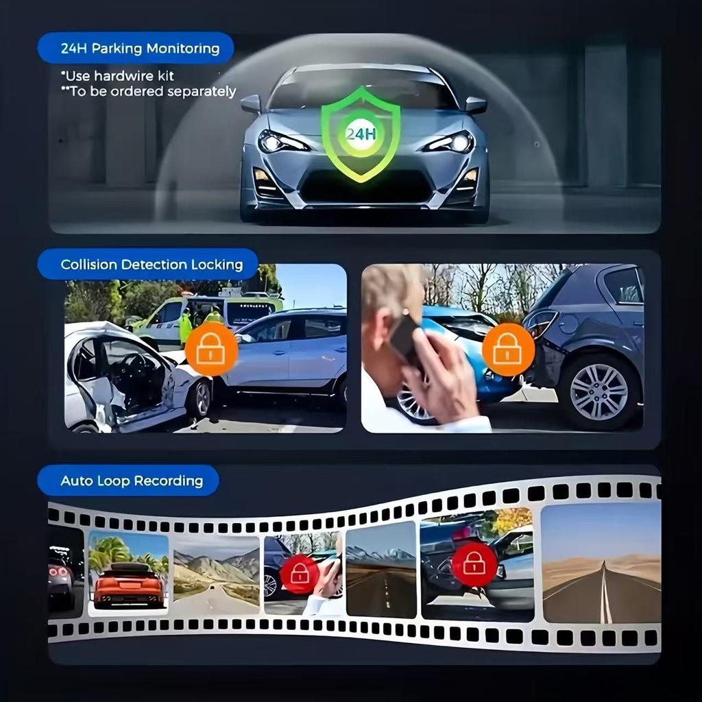 3/4CH Dash Cam, 1080P+720P Multi-Lens, IR Night Vision, Auto Loop Recording Universal Car Fit
