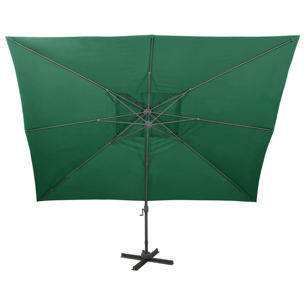 Cantilever Umbrella with Ventilation 400 x 300 cm Green