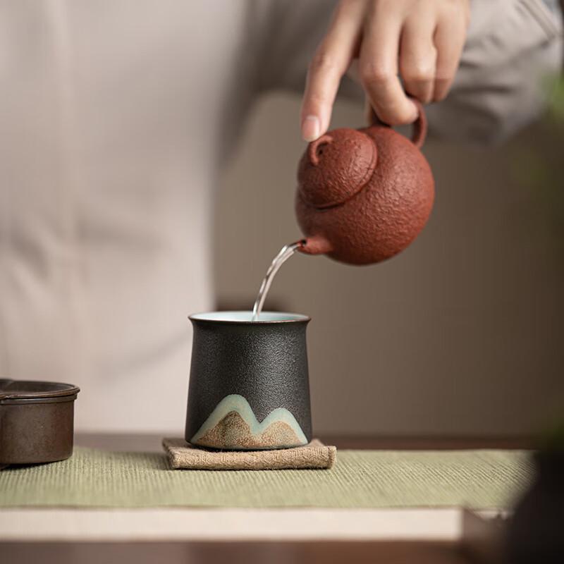 Su's Hand-painted Landscape Ceramic Master Teacup - A Thousand Miles Series