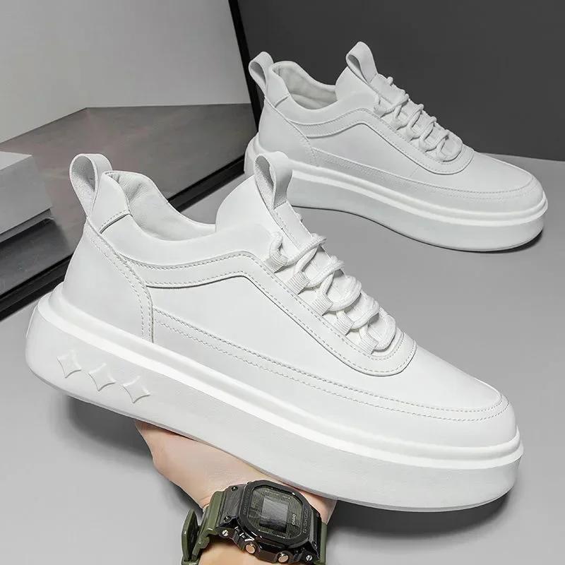 Fashion While Sneakers Original Men Casual Shoes Thick Sole Man Walking Shoes Business Vulcanized Male Sport Shoes Tenis Para Hombre