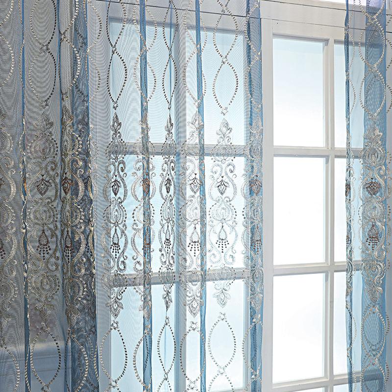 Scandinavian Embroidery Window Screen Bedroom Living Room Balcony Finished Translucent Window Screen Perforated Home Curtains