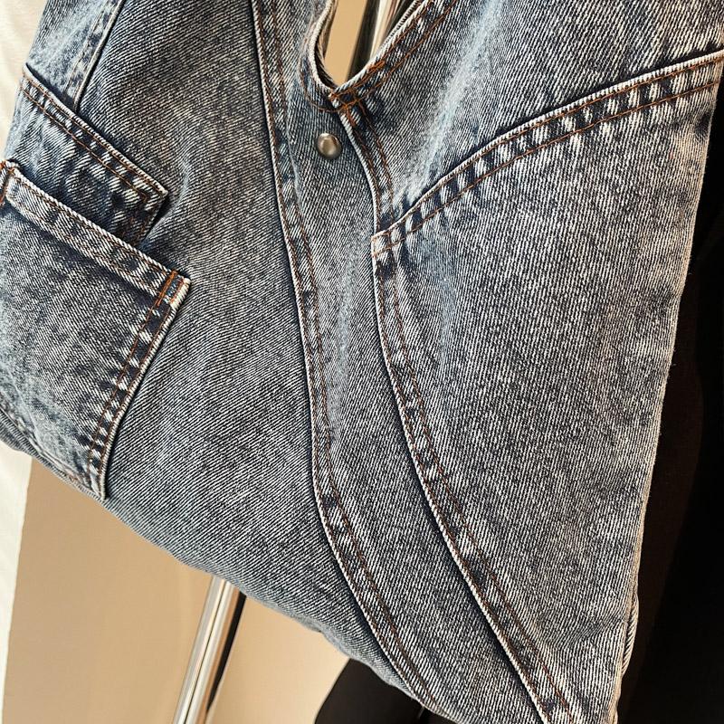 Dames Denim Tote Bag Modieuze Oversized Schoudertas Casual Dagelijkse Canvas Stijl Handtas
