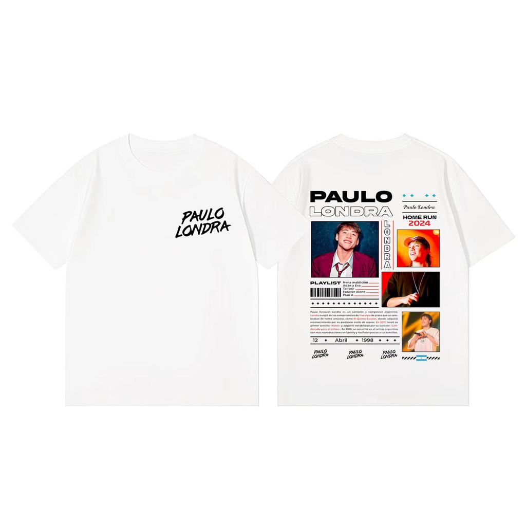 Rapper Paulo Londra Double Sided Print T Shirt High Quality Fashion Oversized Tshirt Men Women Clothing Casual Cotton Tshirts
