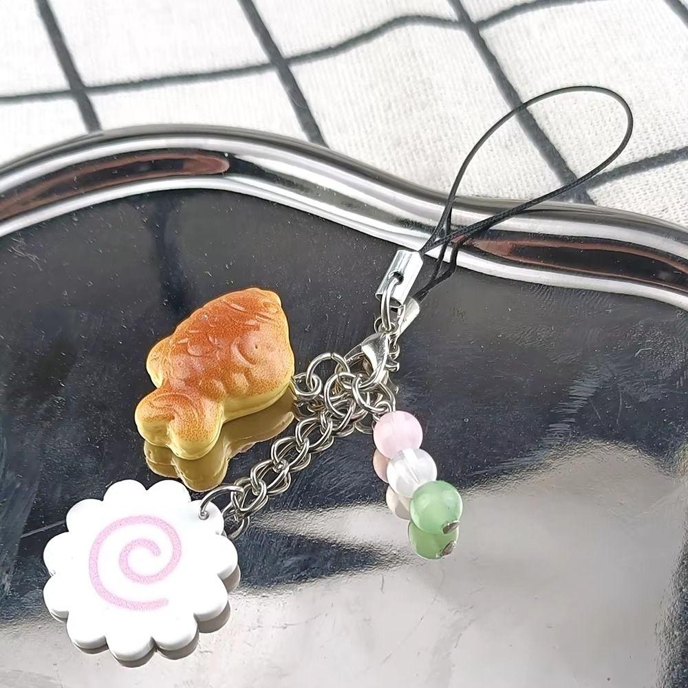 Japanese Fish Cake Keychain Pink Squid Roll Dango Phone Charm Food Taiyaki Pendant Friends Gift