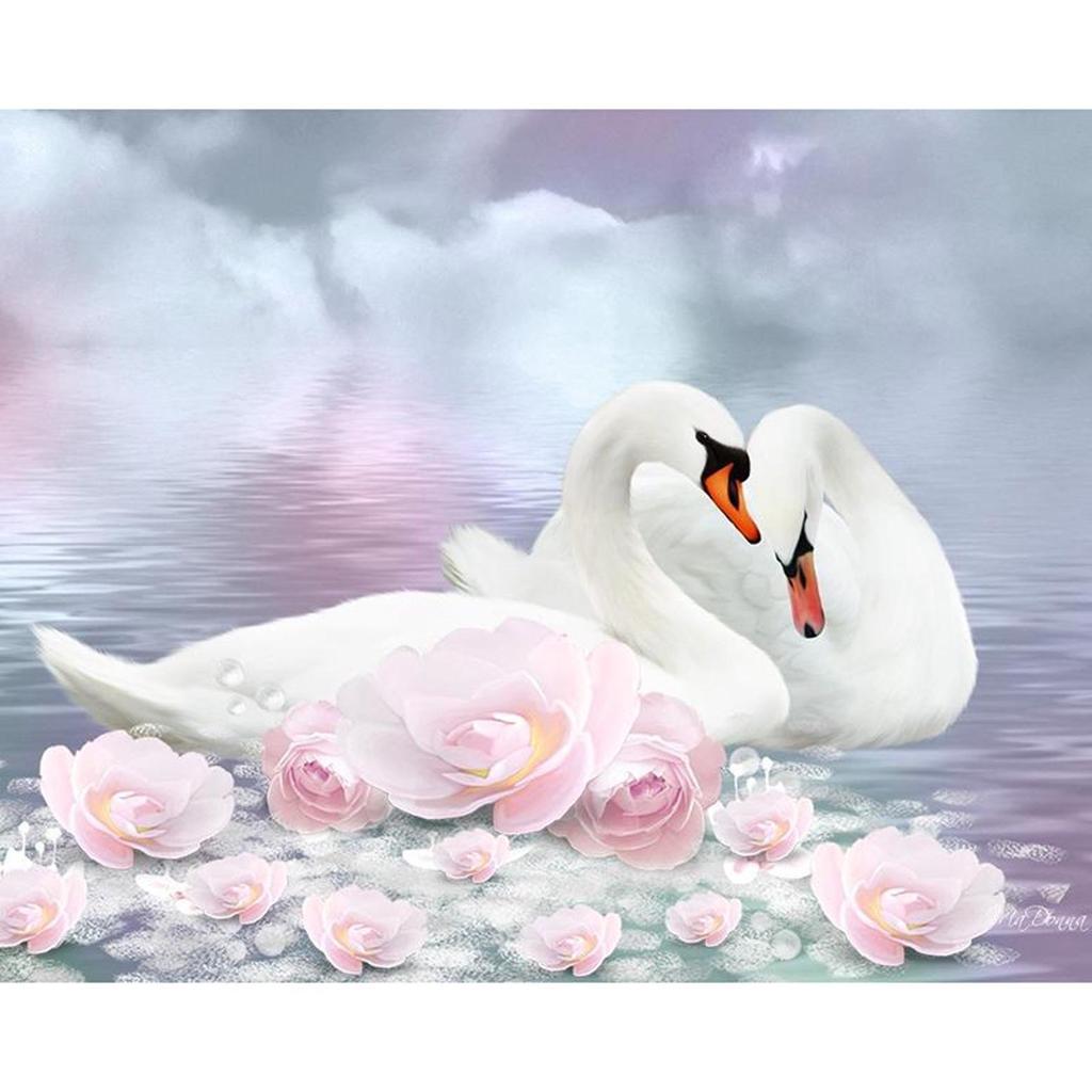 50X40CM  5D DIY Diamond Painting Embroidery Full Mosaic Cross Stitch Decor Swan Crystal Drawing