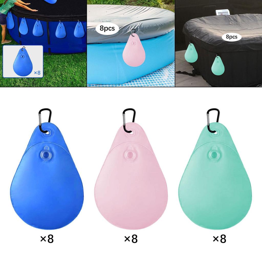 8 Pieces Pool Cover Weights with Hooks Winter Pool Water Bag for Above Ground Swimming Pool Closing Kit Antifreezing Protection