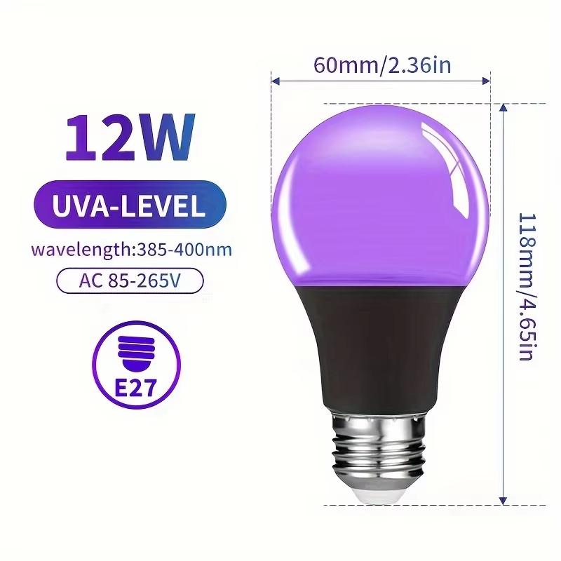 12W E27 Black Light Bulb,UV LED Blacklight Bulb for Glow In The Dark Party,Body Paint,Neon Posters & Club,385-400nm Black Light
