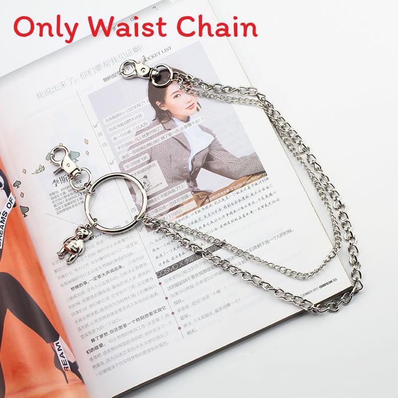 

Silver Double Layer Metal Belt Chain With Pendant For Mens Nonmainstream Hiphop And Dance Outfits StyleC