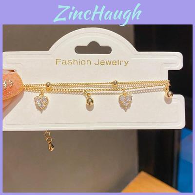 Minimalist Gold Plated Heart Pendant Bracelet For Women With Zirconia Jewelry Gift Idea