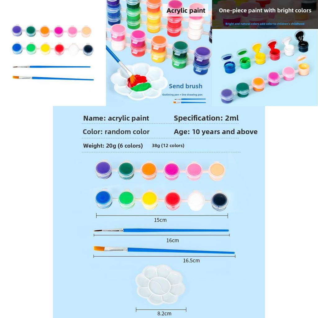 Childrens Art Set With 12 Acrylic Paints For Diy Science Experiment And Creative Coloring